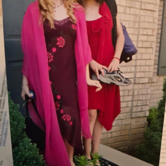 Sue wong Maroon Floral Maxi Dress 100% Silk with free pink silk shall - Picture 13 of 13